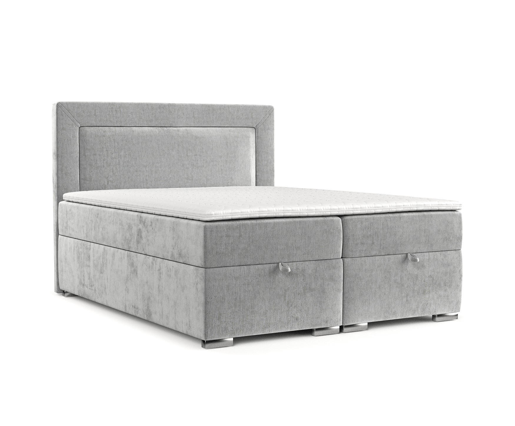 BOXBETT Lontano 120/200 cm Hellgrau im Lotta Stoff - Chromfarben/Hellgrau, Holz/Holzwerkstoff (120/200cm) - AltaBeds