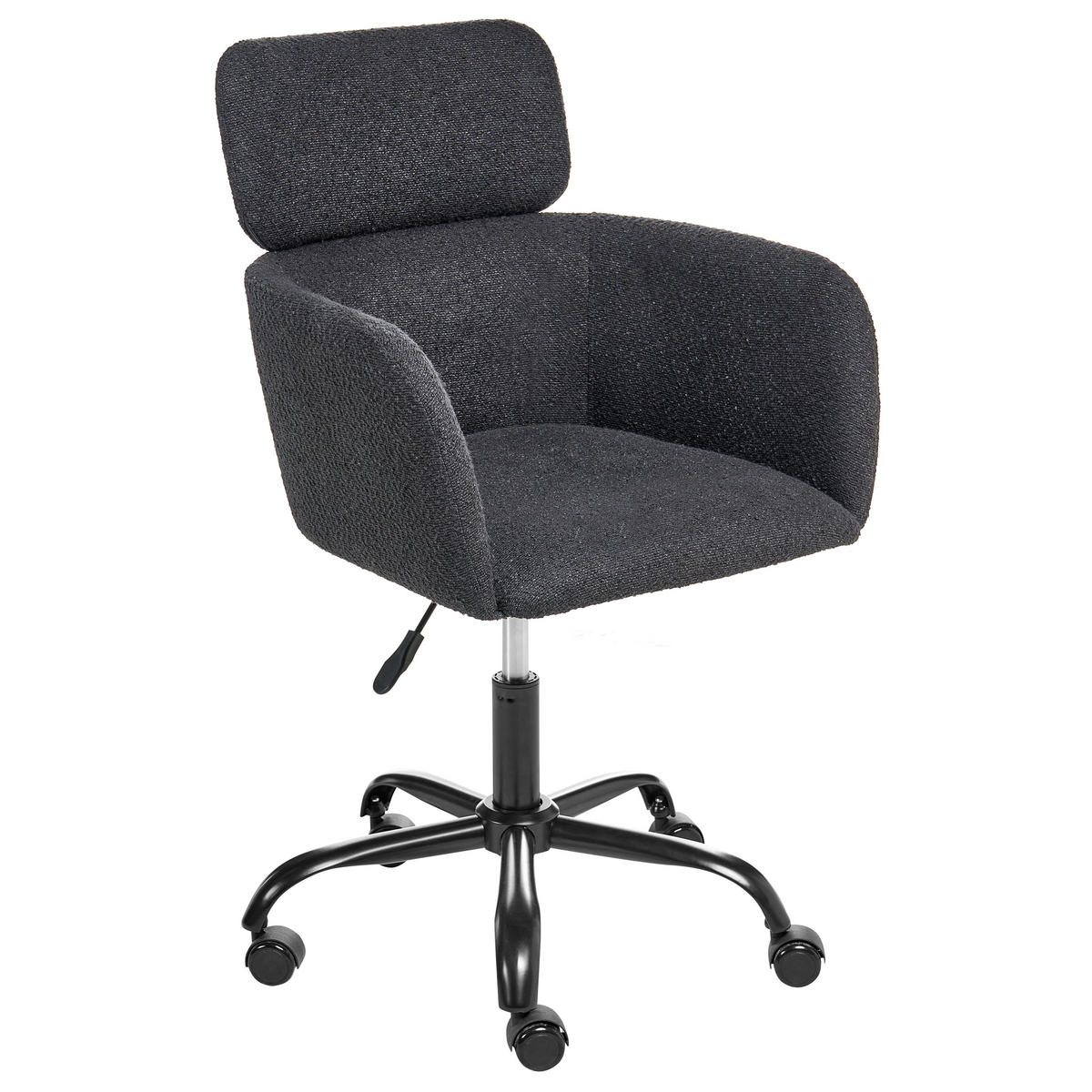 SCHREIBTISCHSTUHL Bouclé Schwarz Alena - Schwarz, Textil (60/84/60cm) - Beliani