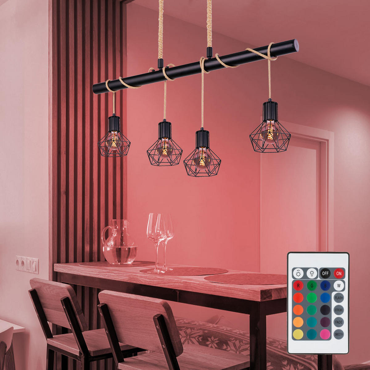 LED HÄNGELEUCHTE Priska Schwarz Gitteroptik - Schwarz, Metall (100/15/120cm)