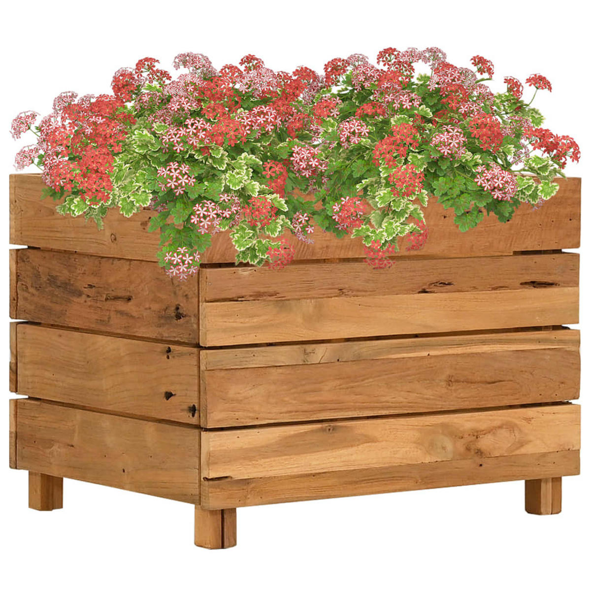 HOCHBEET 50x40x38 cm Teak Altholz und Stahl - Braun, Holz (50/38/40cm)