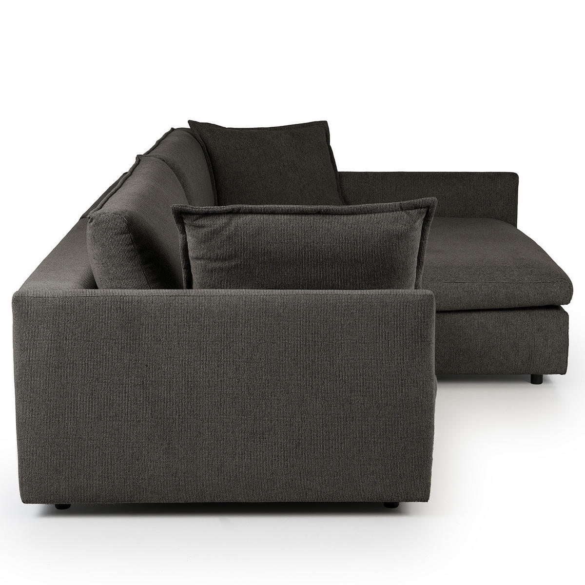 ECKSOFA mit Longchair - Anthrazit/Schwarz, Kunststoff/Textil (290/183cm) - home24