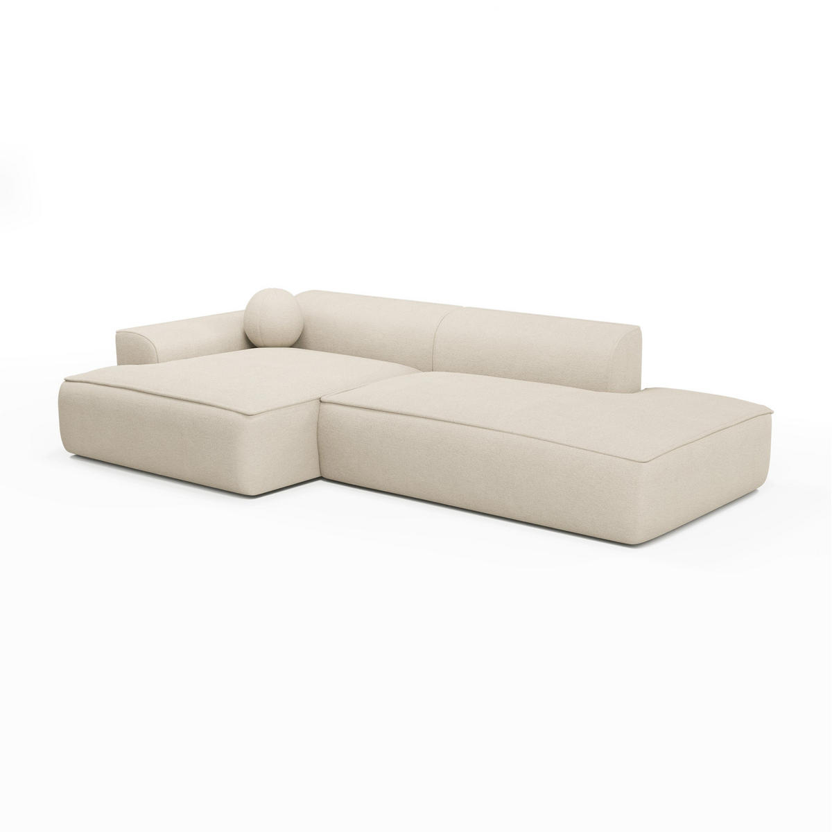 ECKSOFA LINKS Rastergewebe Creme 260cm - Creme, Textil (155/260cm) - Sia Home