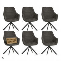 ESZIMMERSTÜHLE San Carlo 6er-Set - Schwarz/Grau, Textil/Metall (57/87/67cm) - Mr. Deko
