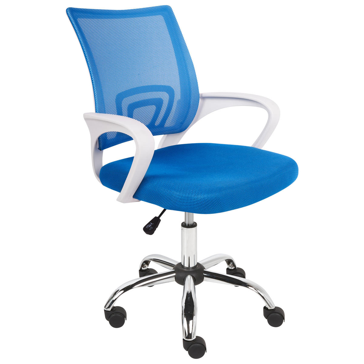 BÜROSTUHL Blau Solid - Blau/Silberfarben, Textil (60/88/60cm) - Beliani