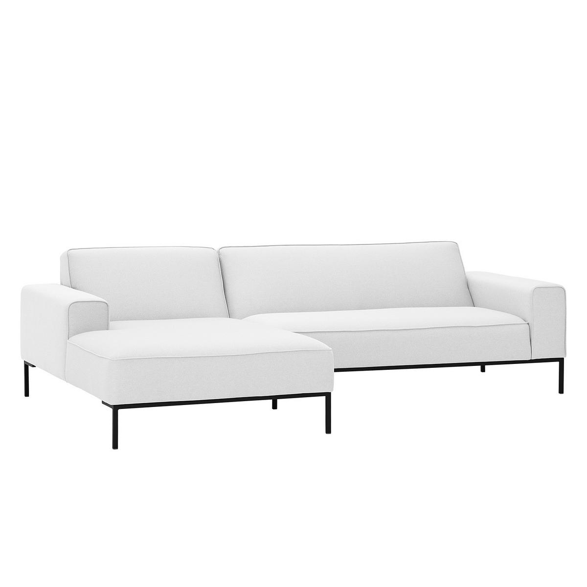 ECKSOFA mit Longchair - Webstoff - Schwarz/Weiß, Textil (264/168cm) - home24