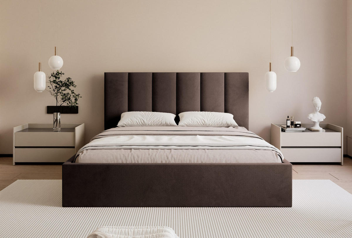 POLSTERBETT Eloria 140x200 cm, Braun - Braun, Textil (140/200cm) - Fedve