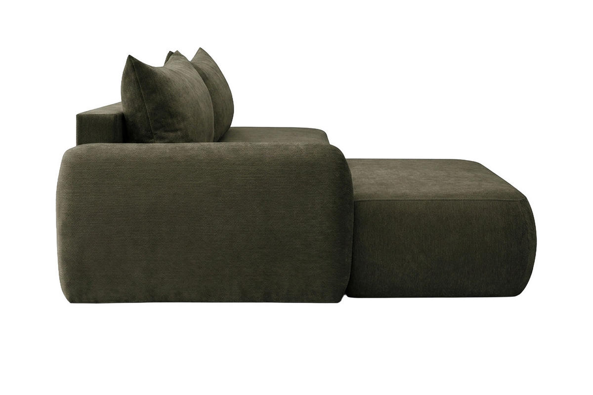 ECKSOFA Mit Schlaffunktion Und Bettkasten, Velvet-Stoff Vena, Olive, Links, HELA I - Olivgrün, Holz (302/184cm) - Kaiser Möbel