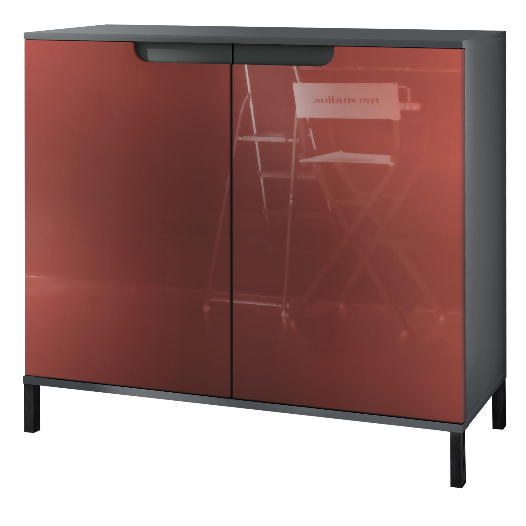 KOMMODE Sylt Bordeaux Hochglanz - Bordeaux, Holzwerkstoff (92.5/83.5/35cm) - Vladon