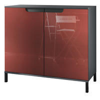 KOMMODE Sylt Bordeaux Hochglanz - Bordeaux, Holzwerkstoff (92.5/83.5/35cm) - Vladon