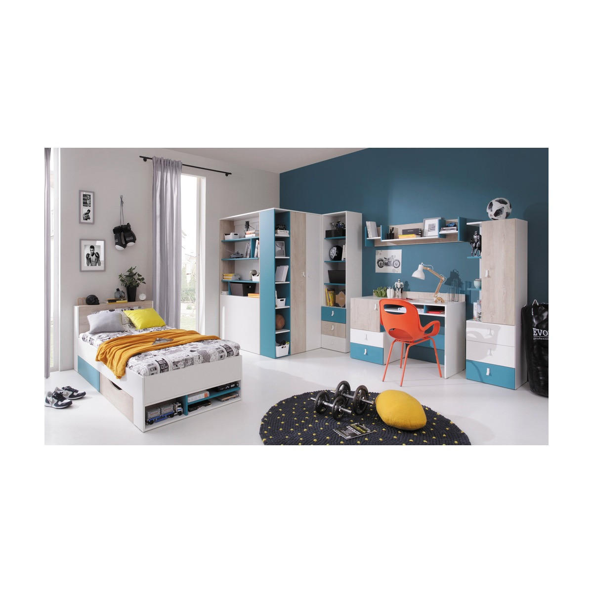 SCHLAFZIMMER Set 6-tlg. – PLANET System – Sonoma Eiche / Weiß - Weiß, Holzwerkstoff (135/190/135cm) - hi-markt