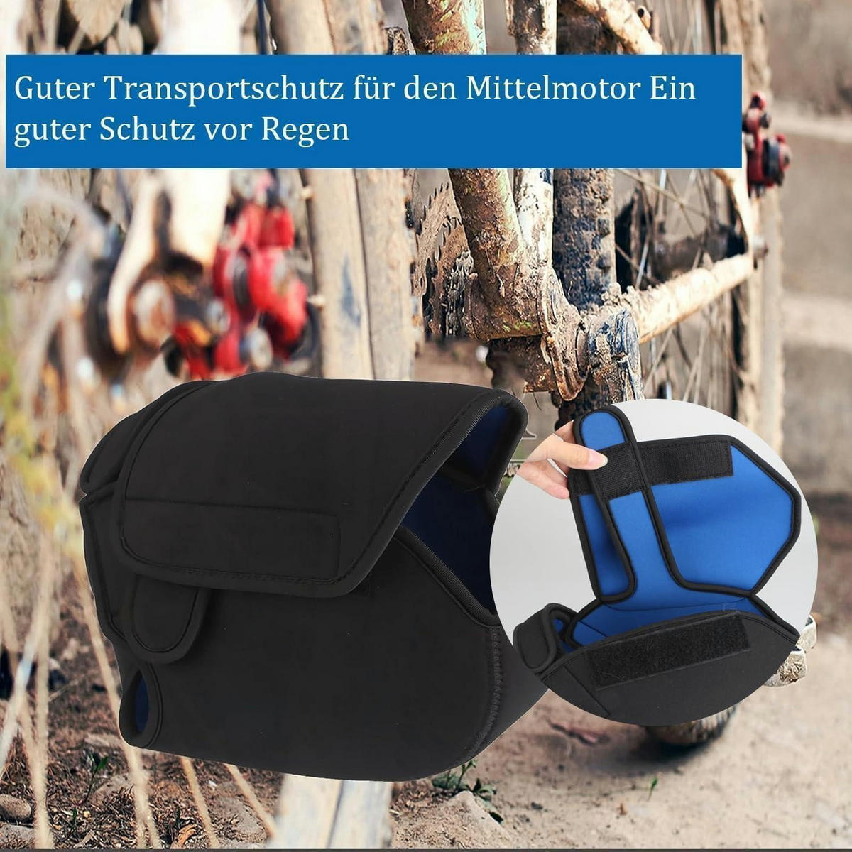 EBIKE Motorabdeckung 2-teiliges Set Neopren Transportschutz - Schwarz, Kunststoff (24/3/34cm)