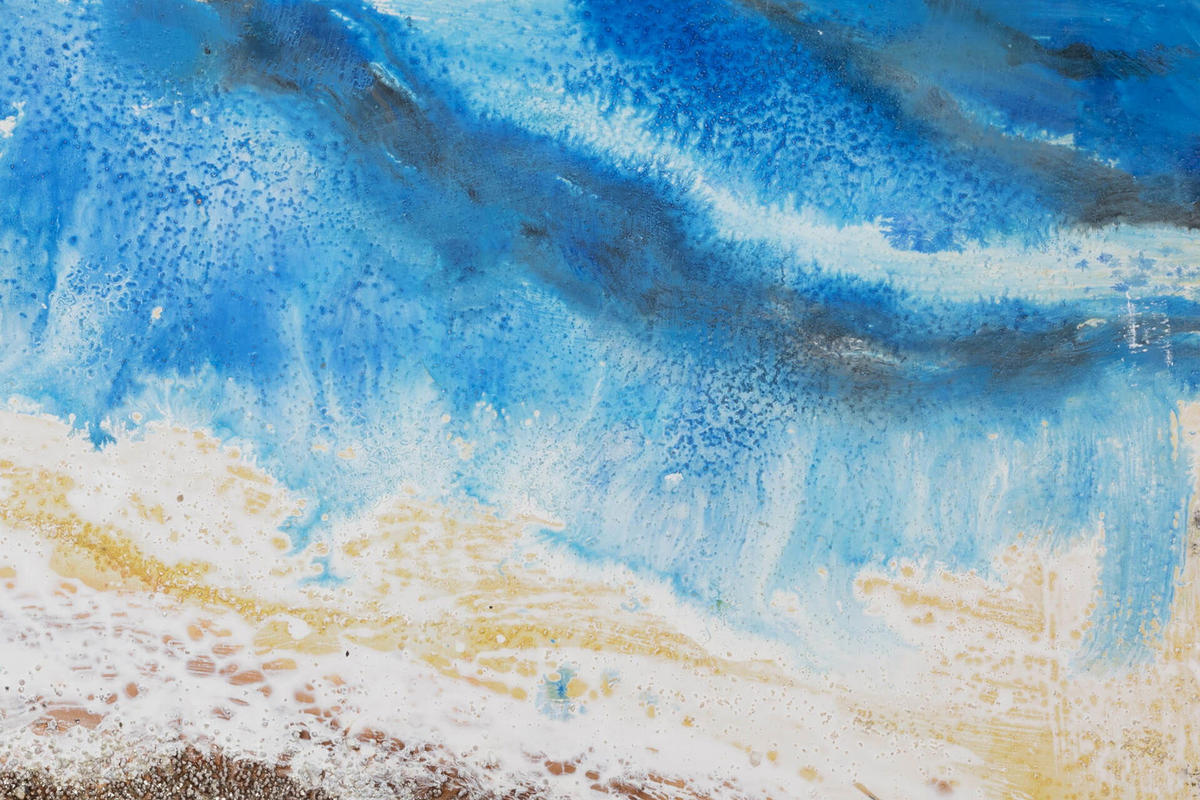 ACRYLBILD HANDGEMALT 120/60 cm - Blau/Braun, Holz/Textil (1.68/60cm) - KUNSTLOFT