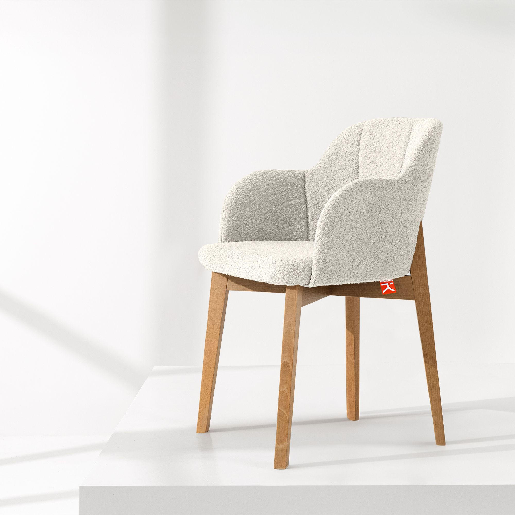 POLSTERSTUHL LONIS Esszimmerstühle 2er Set - Eichefarben/Weiß, Holz/Textil (55/82/54cm) - KONSIMO®
