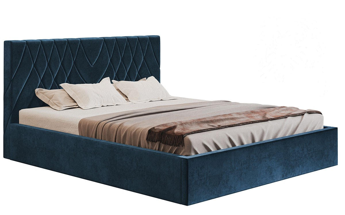 BETT Blau OLDO 5 Gepolstert Hydrophobe Stoff 120x200 cm - Dunkelblau, Textil (120/200cm) - Sepro Meble