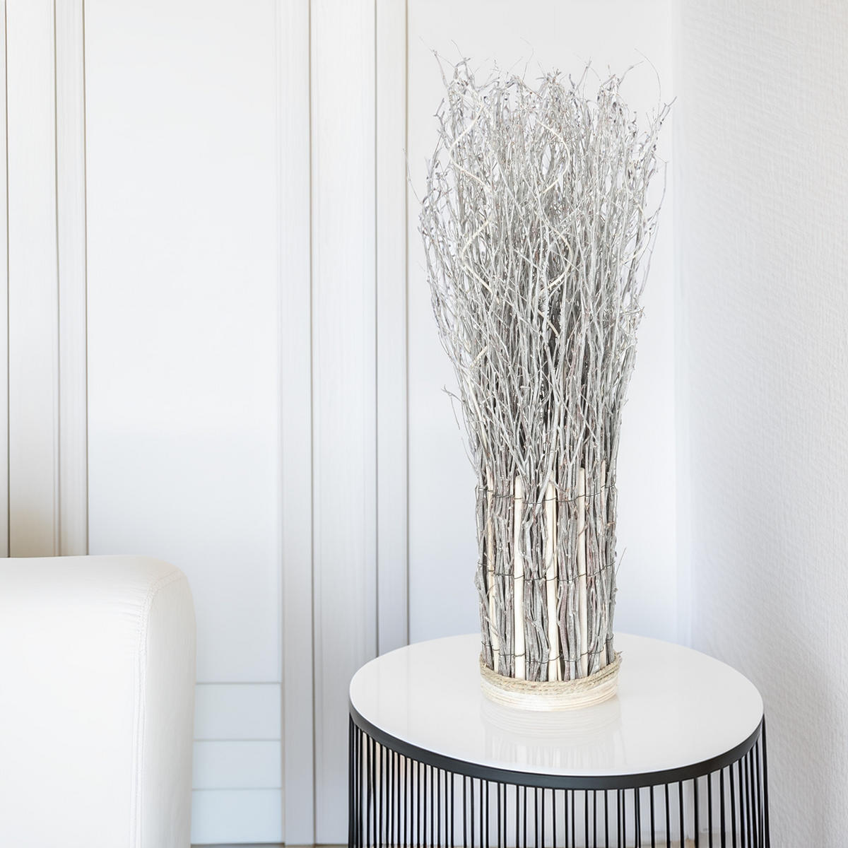 RAUMTEILER Bunch 71x35 cm, Weidenholz-Zweige Grau-weiß - Weiß, Naturmaterialien (35/71/35cm) - CREEDWOOD