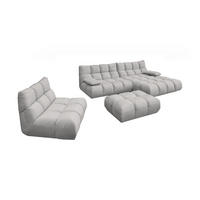 SITZGRUPPE VIVIEN 3ER SET Silber Velvet - Silberfarben, Kunststoff/Textil (359/85/510cm) - KAWOLA