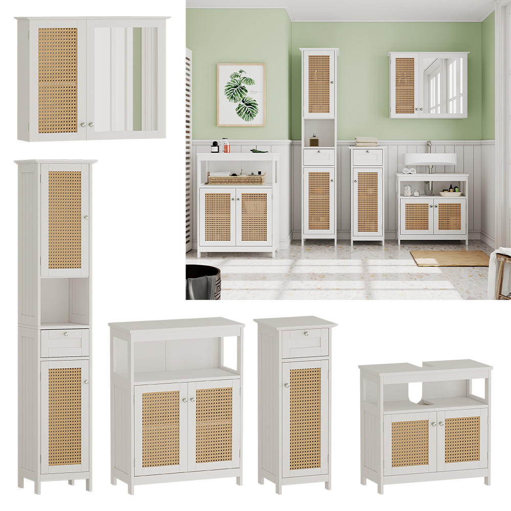 BADMÖBEL-SET Rosario Weiß 5 Teile, mit Hochschrank - Weiß, Holzwerkstoff (60/60/30cm) - Vicco
