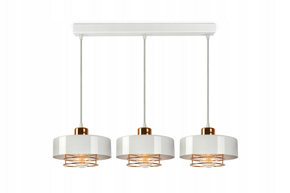 PENDELLEUCHTE EDISON - Goldfarben/Weiß, Metall (20/80/70cm) - kiki design