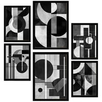 POSTER Set Mit 6 Bauhaus Architektur A3 & A4 Schwarzer Rahmen - Schwarz, Papier (29/3/42cm) - Nacnic