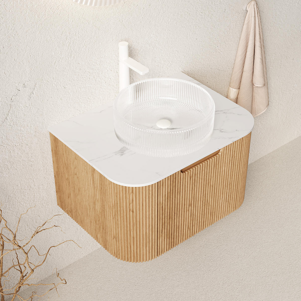 WASCHTISCH Holzfarben/Transparent/Weiß 61/48/48.6 cm - Naturfarben, Holz (61/48.6/48cm) - PANGIVO