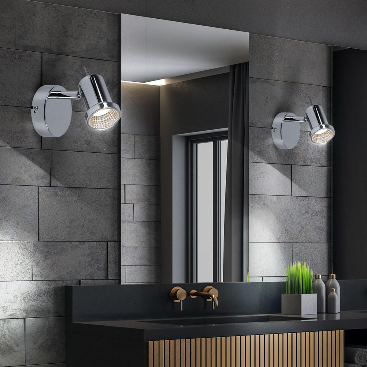 LED WANDLEUCHTE HOORN Silber mit beweglichem Spot 2er Set - Silberfarben, Metall (8/9/8cm)