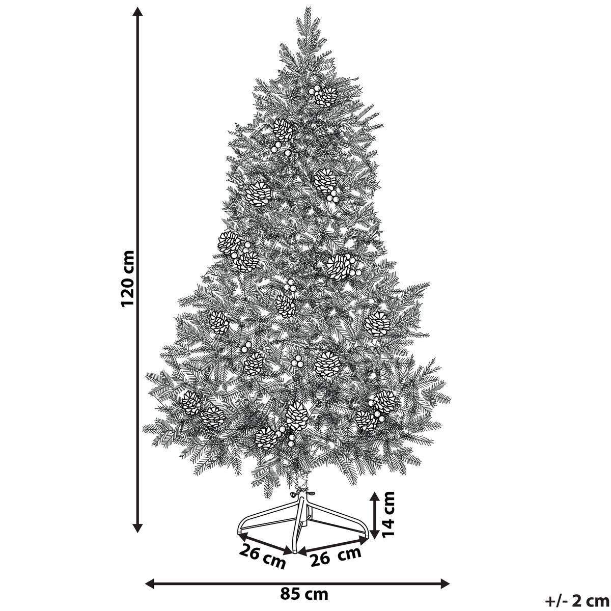 VÁNOČNÍ STROMEK 120 cm Zelený Palomar - zelená barva, plast (120cm) - Beliani
