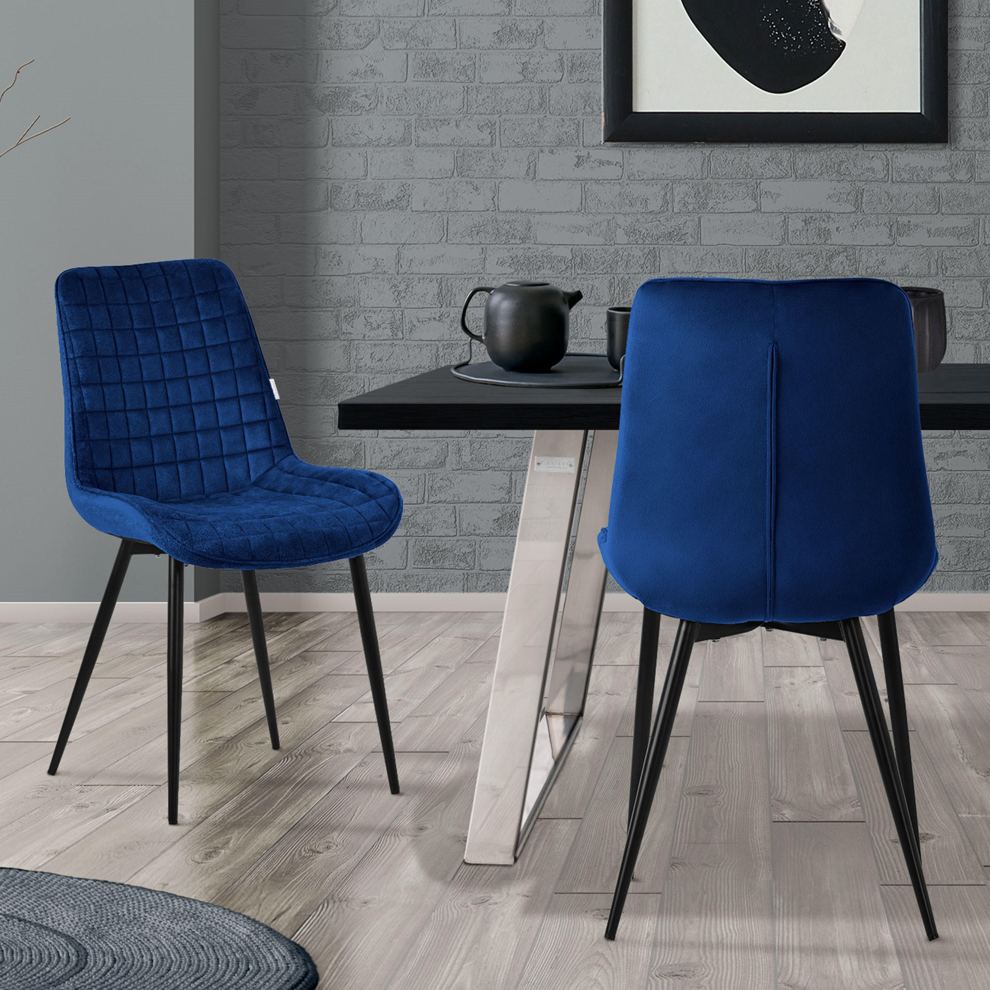 ESSZIMMERSTUHL Dunkelblau 2er Set - Dunkelblau, Metall (52/89/60cm) - ML-DESIGN