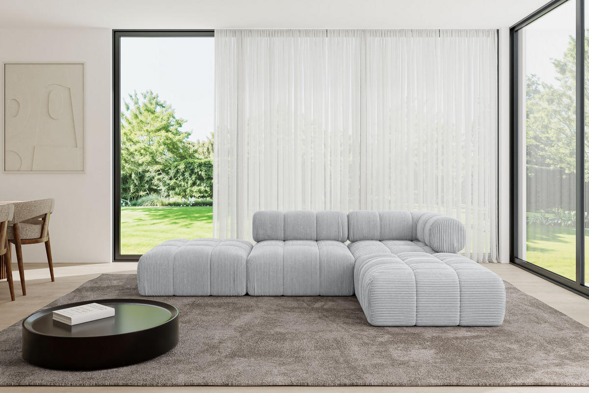 ECKSOFA modulares Sofa Kerru-L1 - 285x190x70 cm Grau Cord - Grau, Holzwerkstoff/Textil (285/190cm) - ALTDECOR