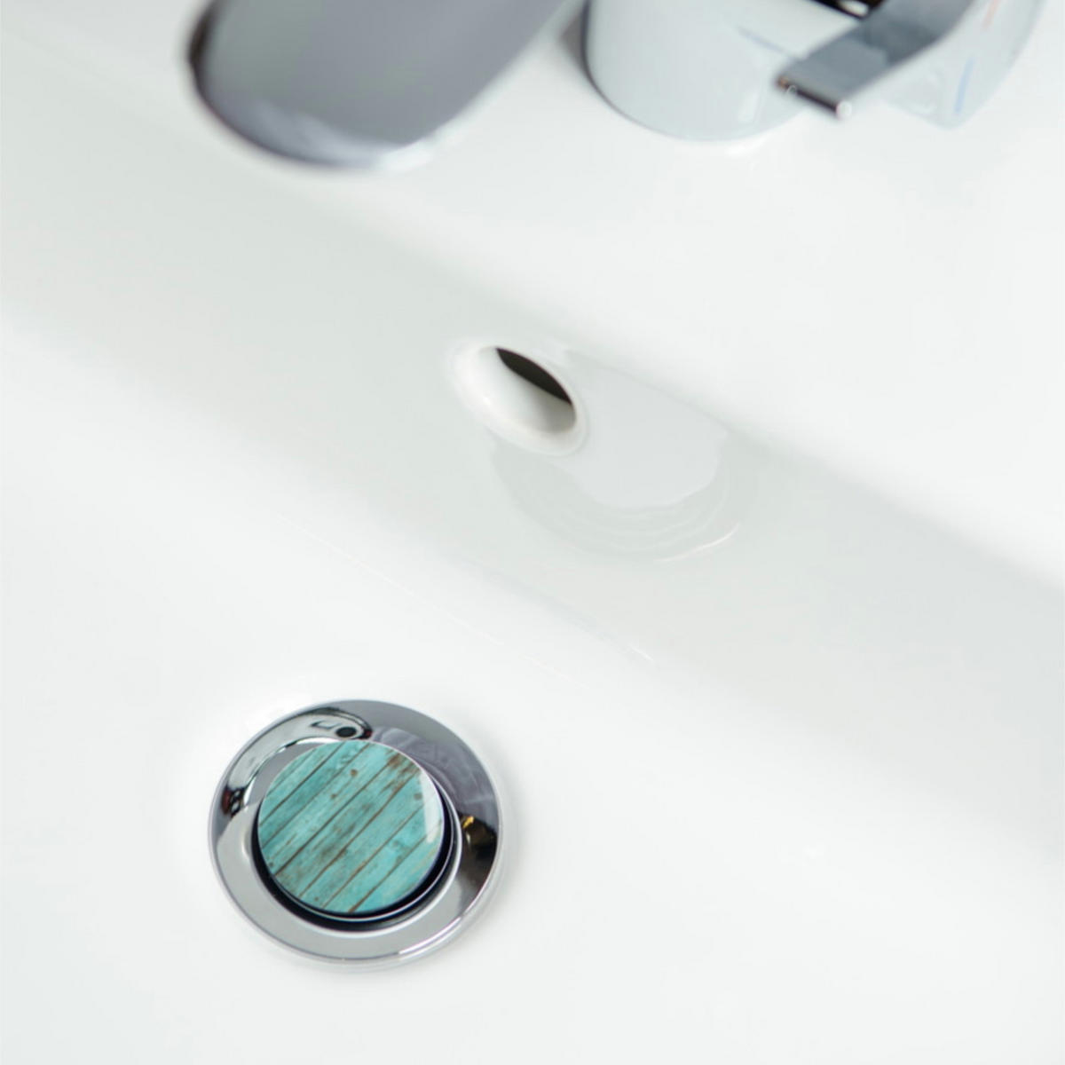 WASCHBECKENSTÖPSEL Lumber - Türkis, Kunststoff/Metall (4/7/7cm) - Sanilo