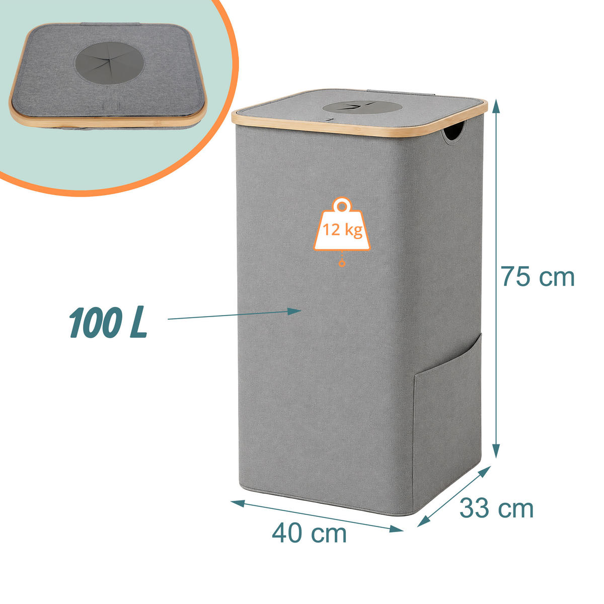 COLECTOR Gri pentru sticle returnabile 100 L - gri, carton ondulat/material textil (40/75/33cm) - Relaxdays