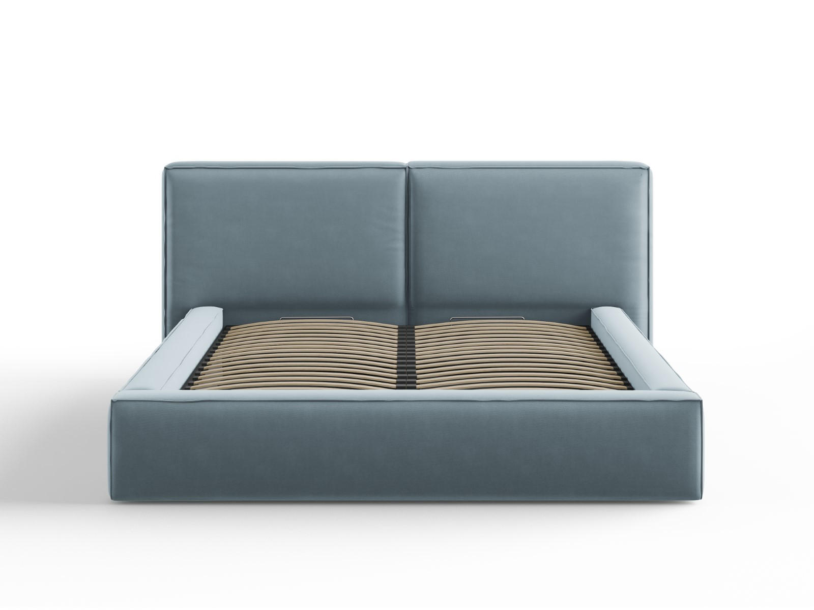 BETT mit Bettkasten und Kopfteil Jodie aus Samt hellblau 160x200cm - Hellblau, Textil (160/200cm) - Micadoni