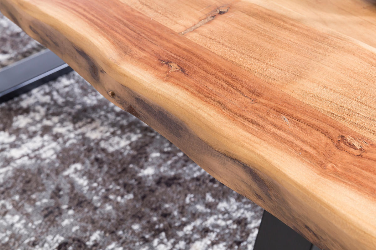 COUCHTISCH Akazie Massivholz Rechteckig Modern Handgefertigt Einzigartige Maserung - Beige/Schwarz, Holz/Metall (60/115/40cm) - KADIMA DESIGN