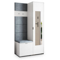 GARDEROBENSCHRANK VIRA 95/181/51 cm Modern Garderobe-Set Weiß - Weiß/Grau, Holzwerkstoff (95/181/51cm) - MASSENO