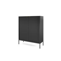 HOCHKOMMODE NOVA Geriffelt, 2-Türen, KOMMODE Schwarz, Schwarze Füße 104x39x cm Schwarz - Schwarz, Holzwerkstoff/Kunststoff (104/125/39cm) - DomoHome