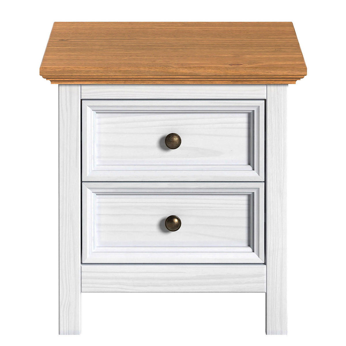 MASSIVE NACHTKOMMODE - Kiefer - Braun/Weiß, Holz/Metall (48/50/39cm) - home24