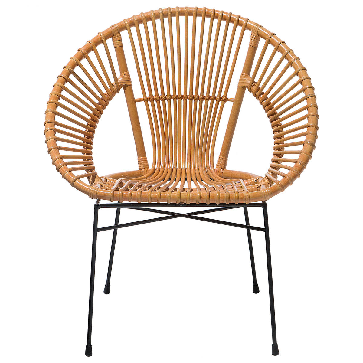 RATTANSTUHL Rattan Beige Sarita - Beige, Naturmaterialien/Metall (70/80/48cm) - Beliani