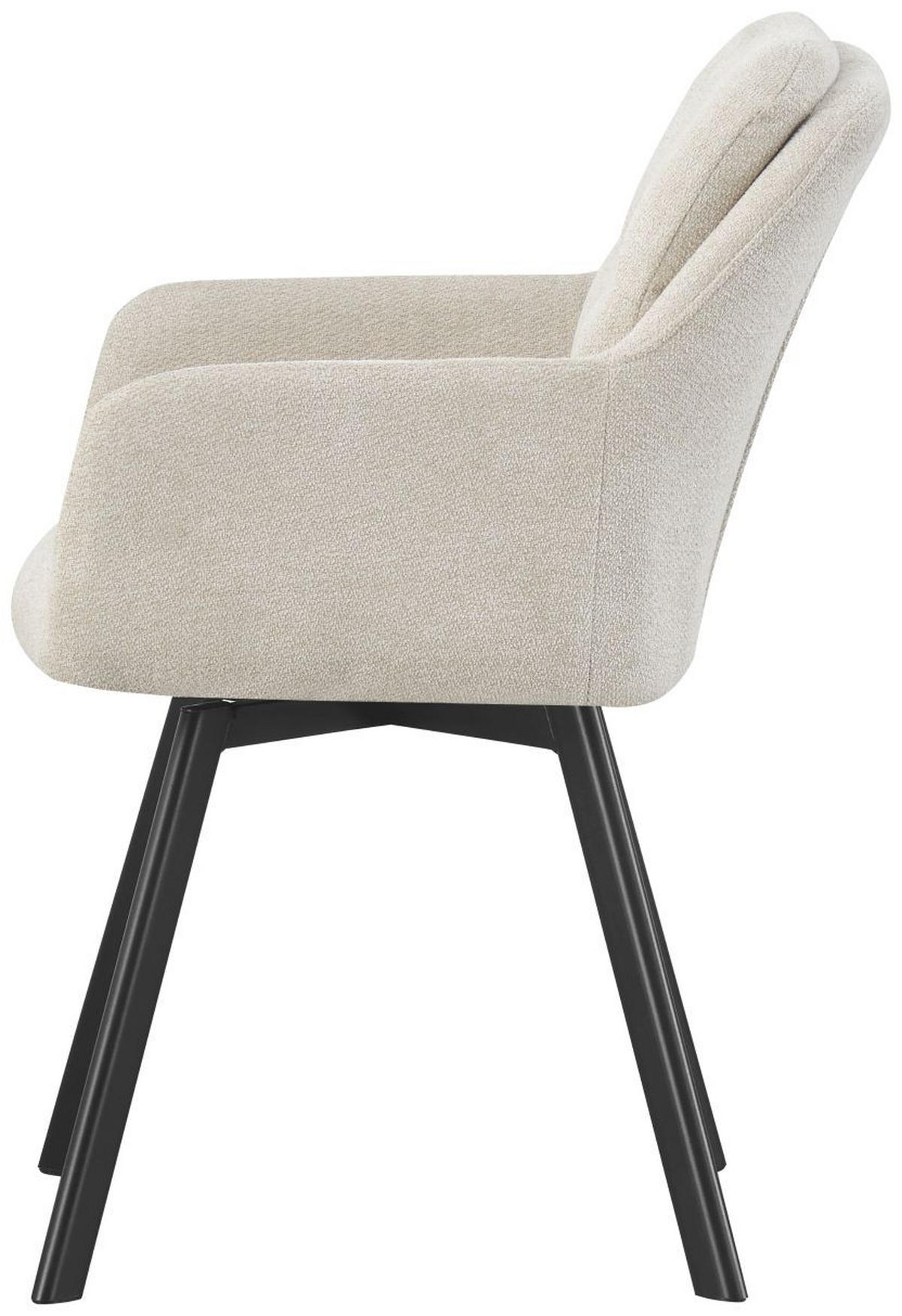 ARMLEHNENSTUHL Sophie creme 2er Set - Creme/Schwarz, Textil/Metall (53/87/62cm) - Xonox