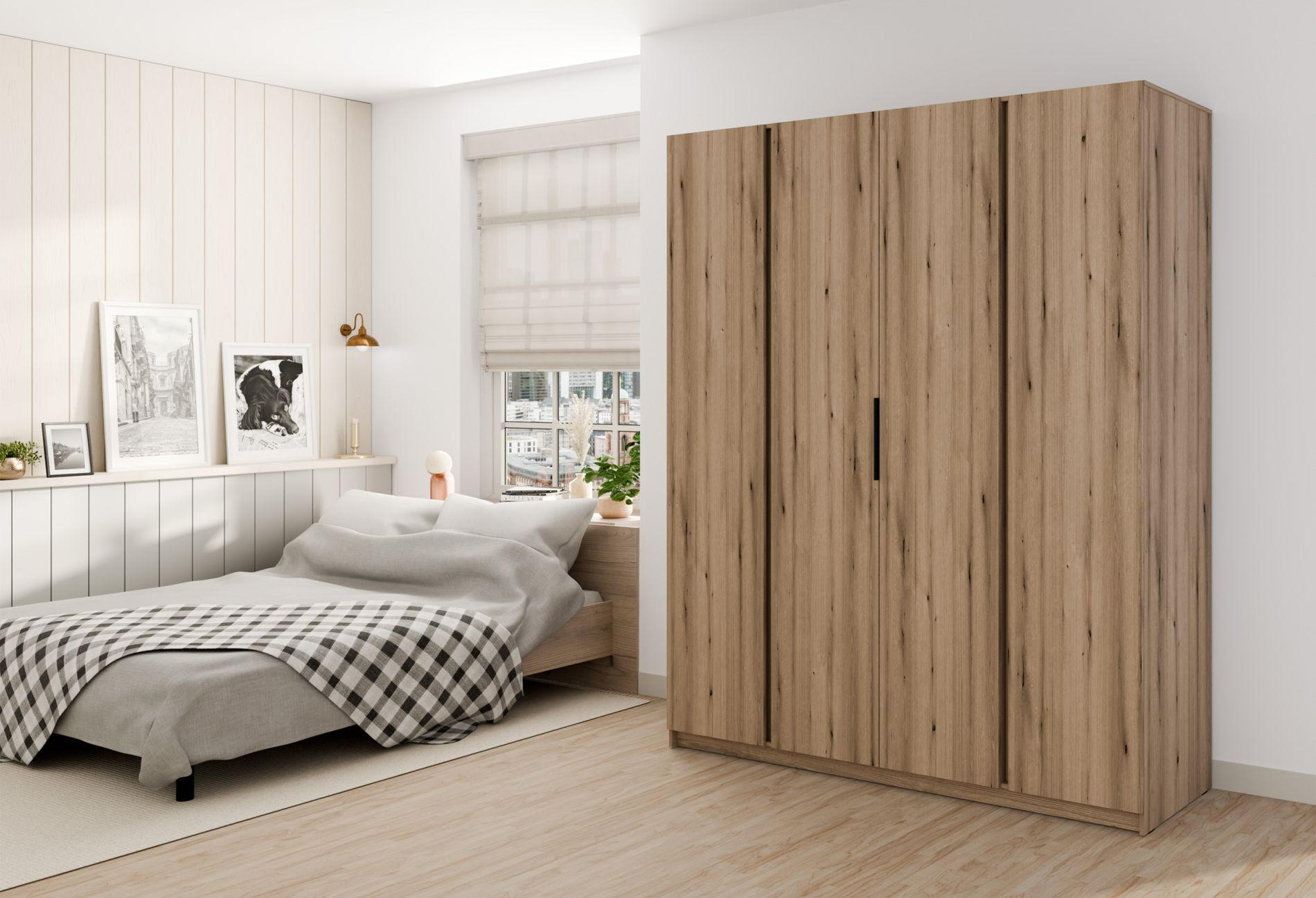 KLEIDERSCHRANK Kaja Eiche Evoke 200 cm - Eichefarben/Schwarz, Holzwerkstoff/Metall (200/239/61.9cm) - Selsey