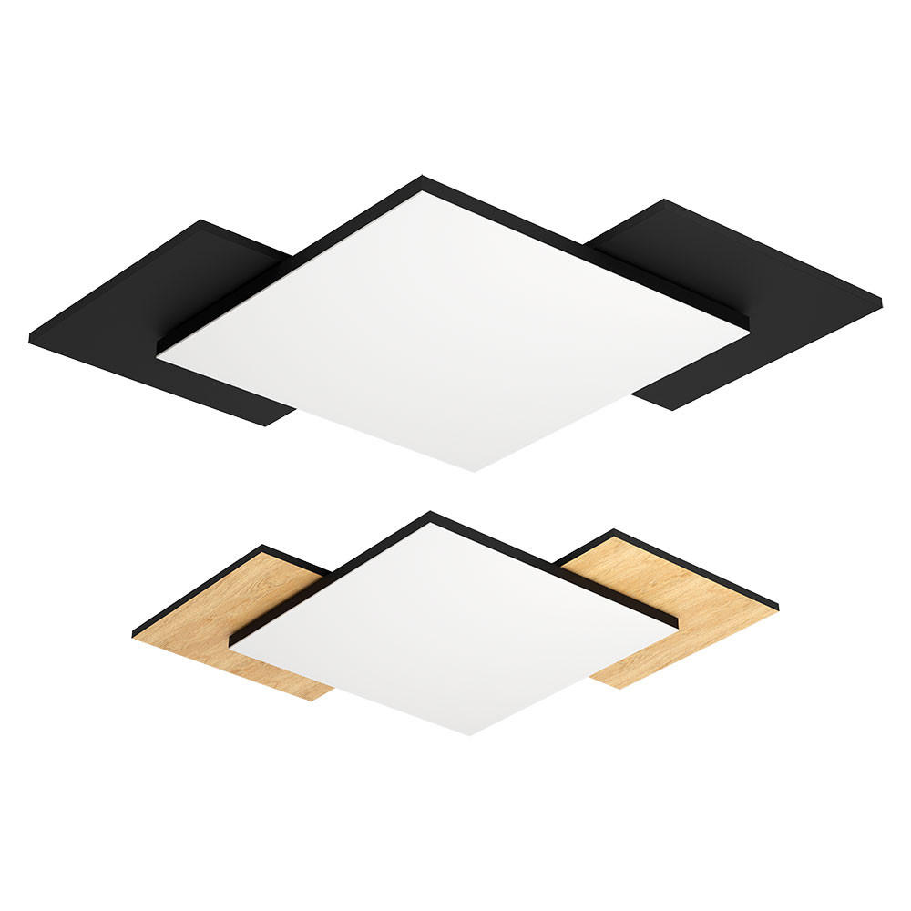 LED DECKENLEUCHTE Holzoptik Schwarz - Schwarz, Metall (43.5/43.5/7cm)