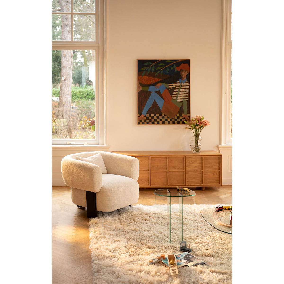 LOWBOARD Raster Niedrig Natur - Naturfarben, Holzwerkstoff (160/54/42cm) - Zuiver