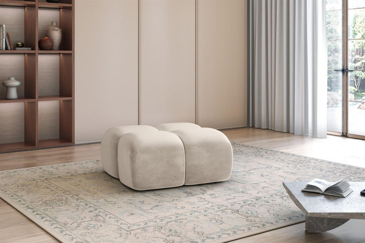 POLSTERHOCKER Darcy - Beige, Holzwerkstoff/Textil (85/44/85cm) - Fun Möbel