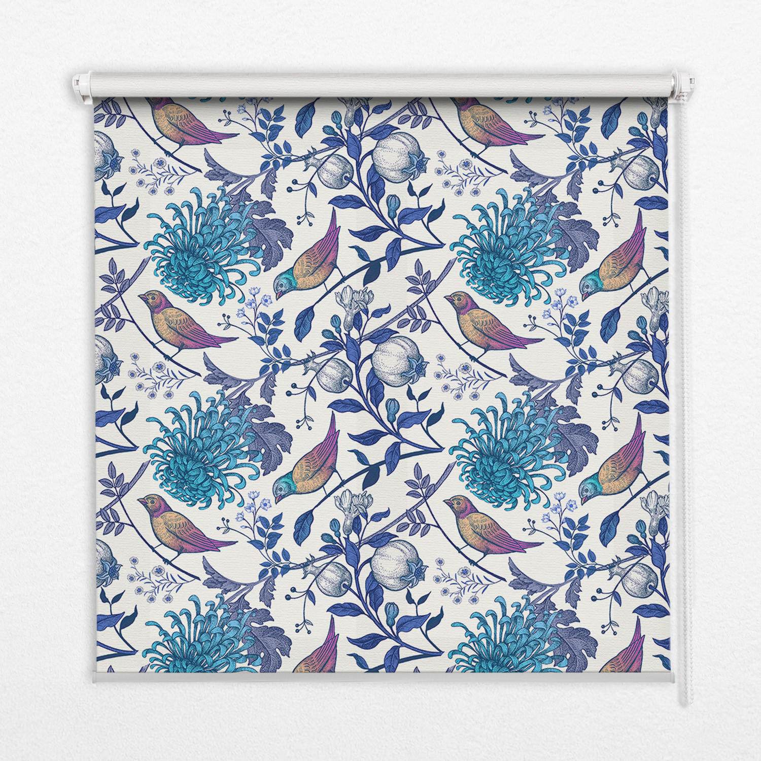 INNENROLLO - Fensterrollo - Rollo - 150x140 cm - Blaue Baumblüten - Blau, Kunststoff (150/140/0.5cm) - TULUP