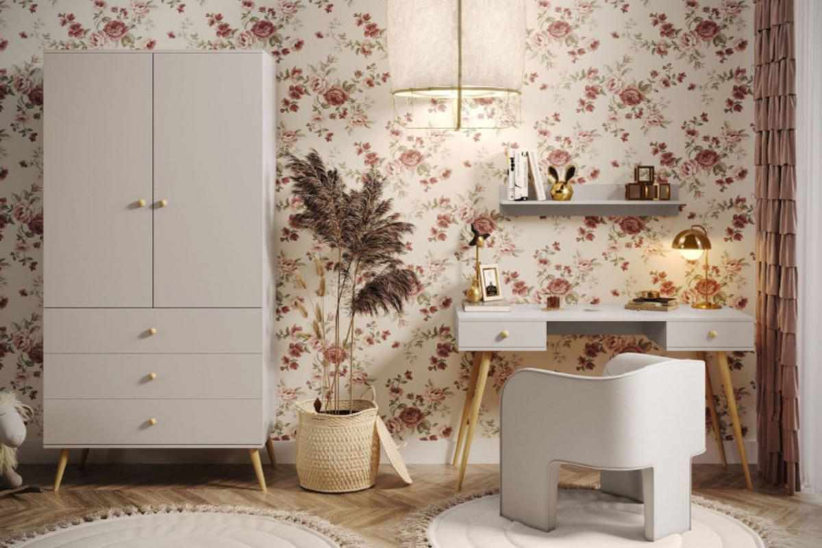 SCHREIBTISCH Kaschmir Skandinavischer Stil Mit Schubladen - Beige, Holzwerkstoff (135/135/79cm) - Sepro Meble