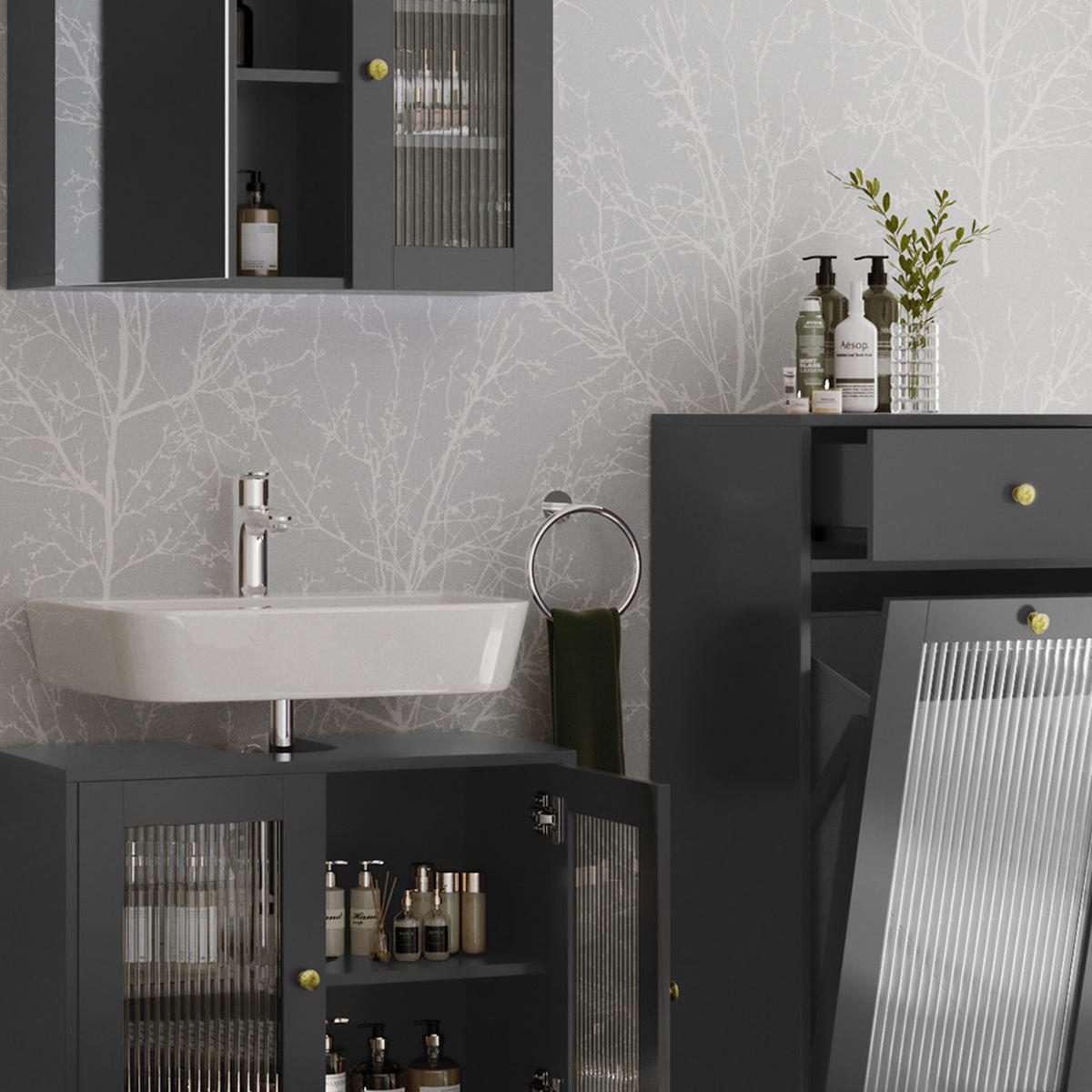 MALTE Šedá - šedá, kompozitní dřevo (60/58/30cm) - Vicco