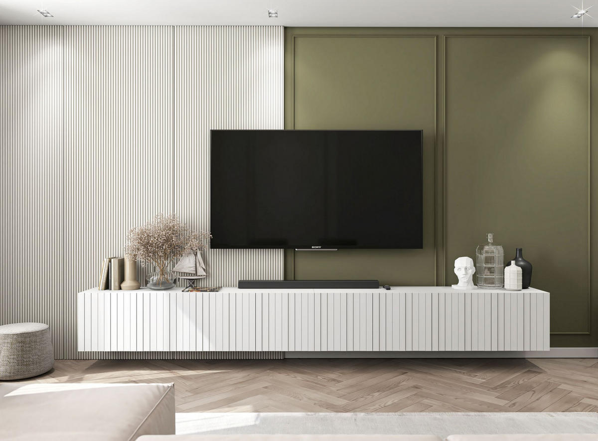 TV-LOWBOARD 2-er Set Elpis Weiß Matt Glamour 150 cm - Weiß, Holzwerkstoff (300/37.5/36.5cm) - Meble Lindner