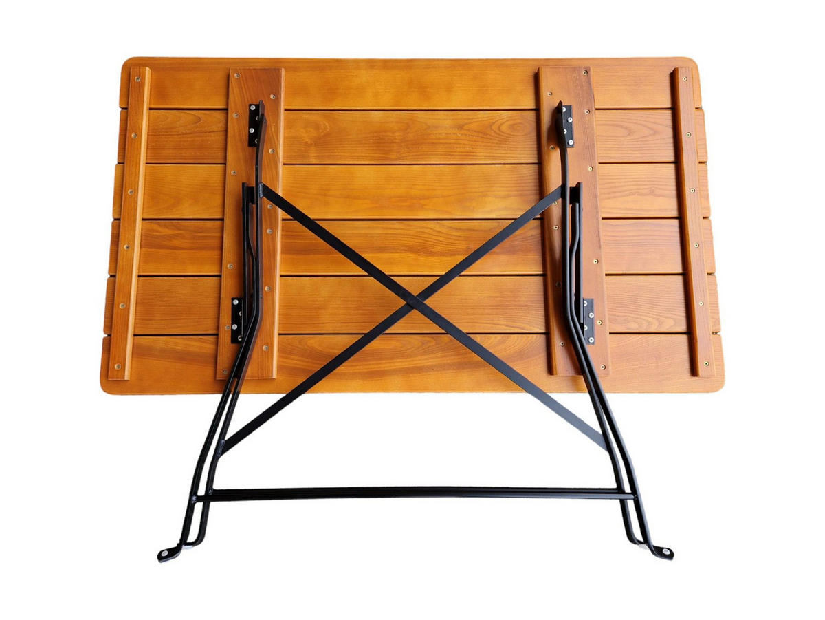 BIERGARTENTISCH BERGTAL 74x120x70cm Klappbar Eschenholz Schwarz/Braun 6 Personen - Braun, Holz (70/120/74cm) - CHEFGASTRO
