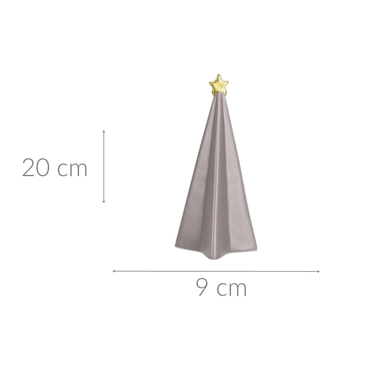 WEIHNACHTSBAUM mit Stern 9,3/9,3/20 cm - Grau, Keramik (20cm) - Home Styling Collection