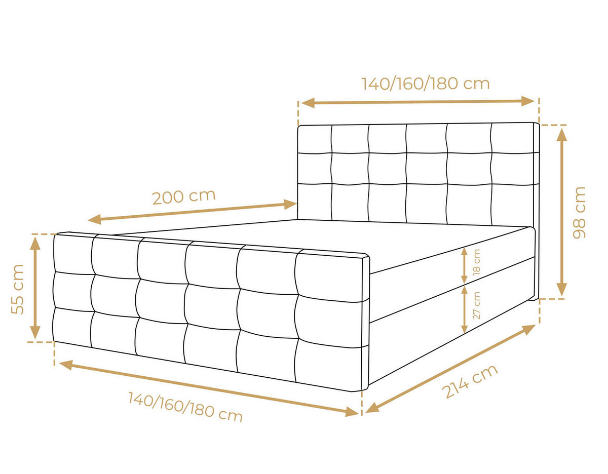BOXBETT ARGENTARO 180x200 cm mit Bettkasten und Matratze - Braun - Schwarz/Braun, Holz/Holzwerkstoff (180/200cm) - AX Living