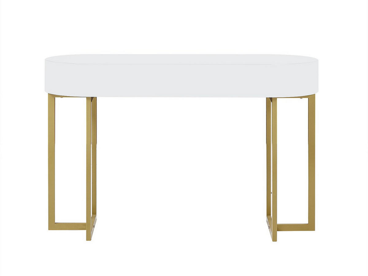 KONSOLENSCHREIBTISCH mit 1 Schublade - MDF lackiert & Metall - Weiß & Goldfarben - TORELI II - Weiß, Holz (45/120/76cm) - Pascal Morabito