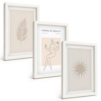 BILDER SET 3er Set - 20x30 cm Weißer Rahmen - Eine Sammlung minimalistischer Formen - Weiß, Kunststoff (20/30cm) - TULUP